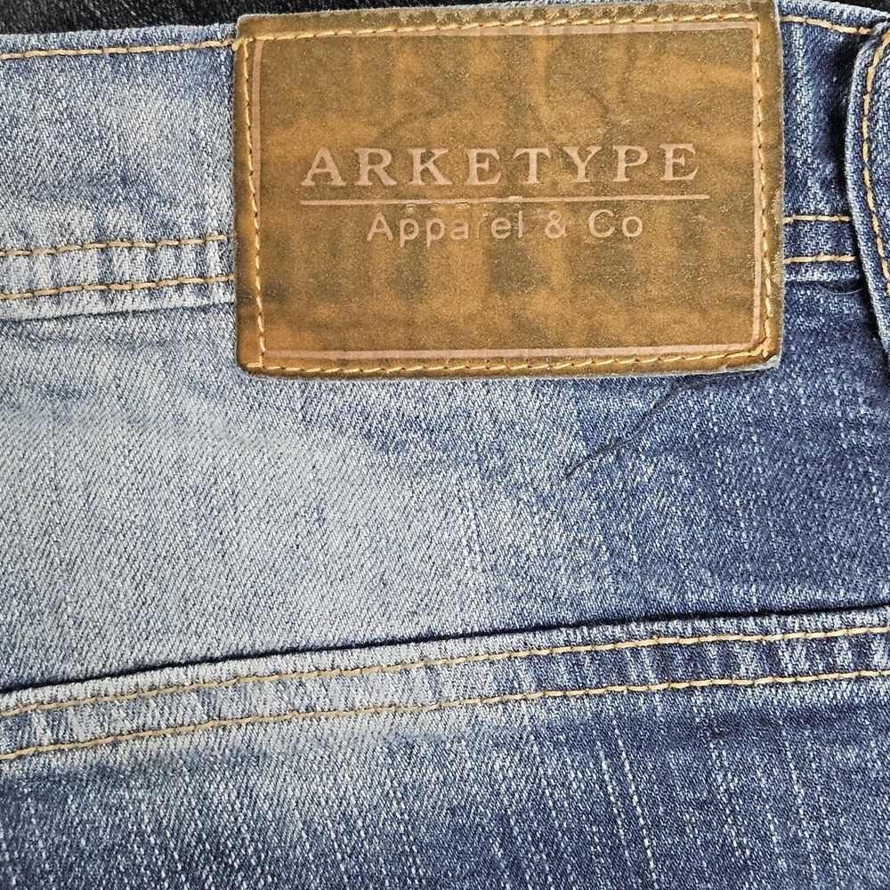 Arketype Jeans Mens 44x32 Blue‎ Apparel & Co Straight Leg Faded Distressed Denim - Picture 7 of 8